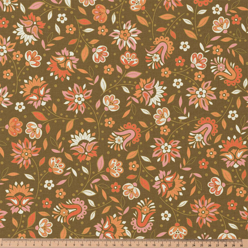 Printed Cotton CLAUDE Brown / Orange